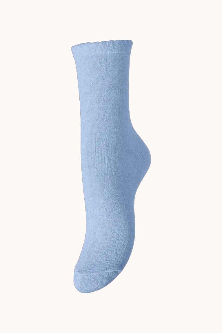 PCSEBBY GLITTER LONG SOCKS- Hydrangea SILVER LUREX