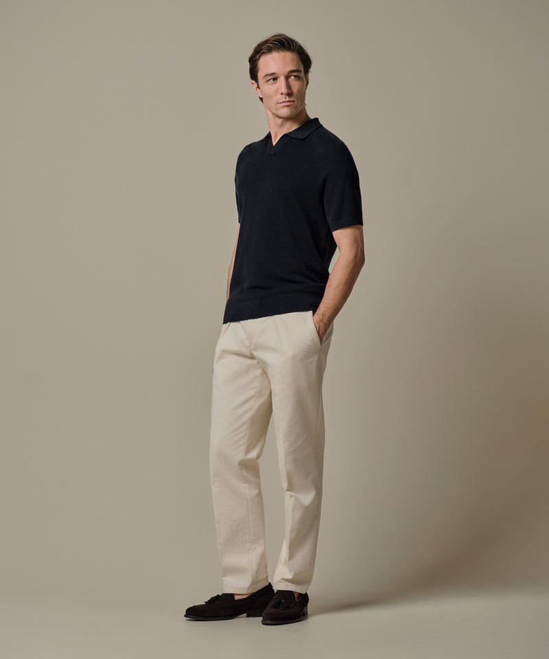 Navy rib polo