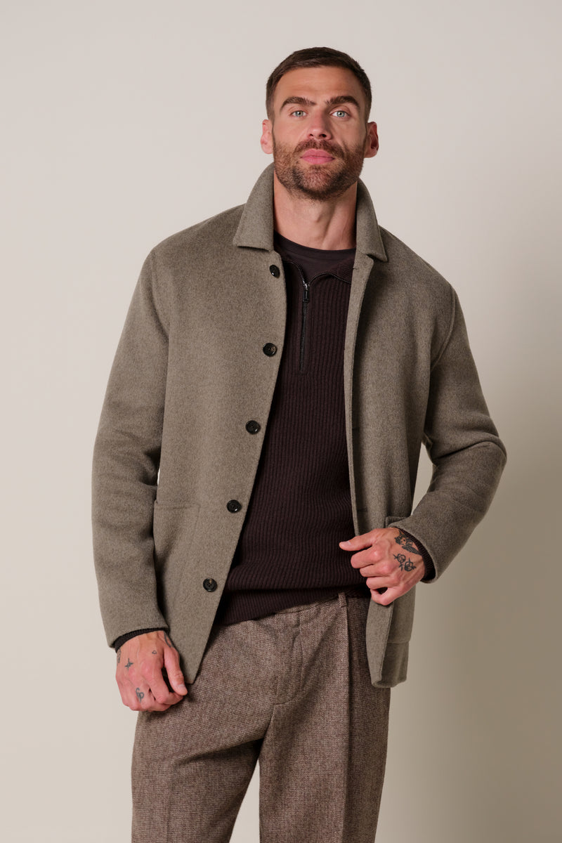 OVERSHIRT WO BASIC BROWN