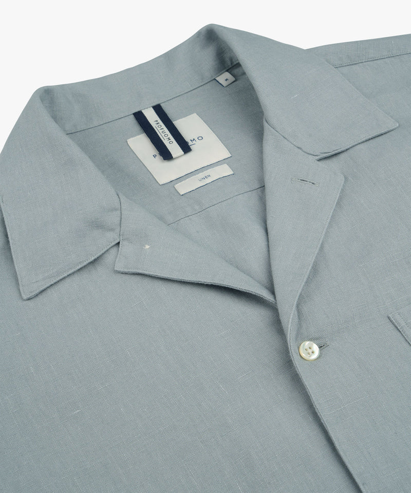 Blue linen camp shirt