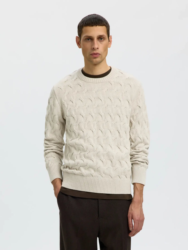 SLMCARLOS LS CABLE CREW NECK