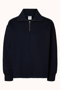 SLHRELAXARON LS HALF ZIP SWEAT; 100% Cotton - Organic