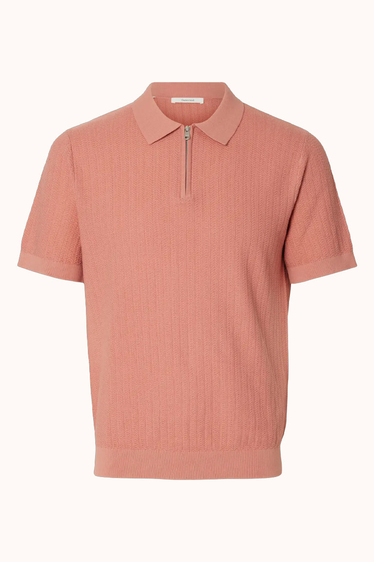 SLHCRAN SS KNIT STRUCTURE ZIP POLO