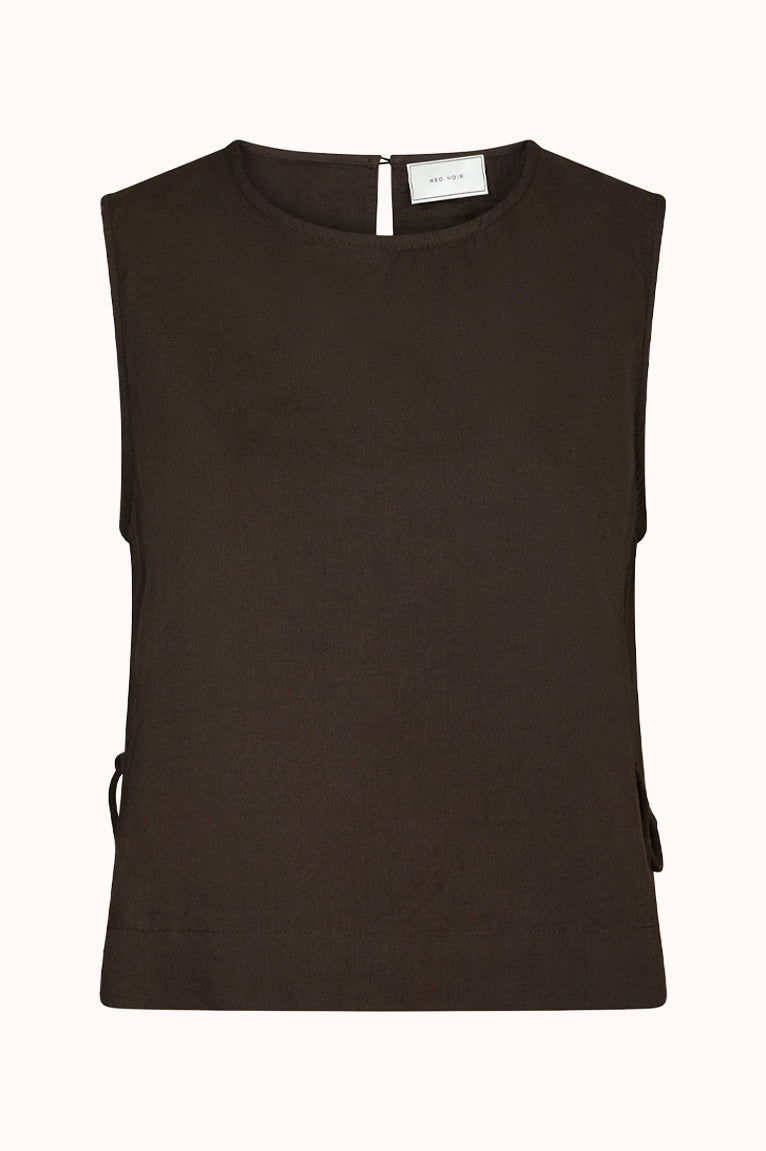 Svetlana linen Top - Dark Brown