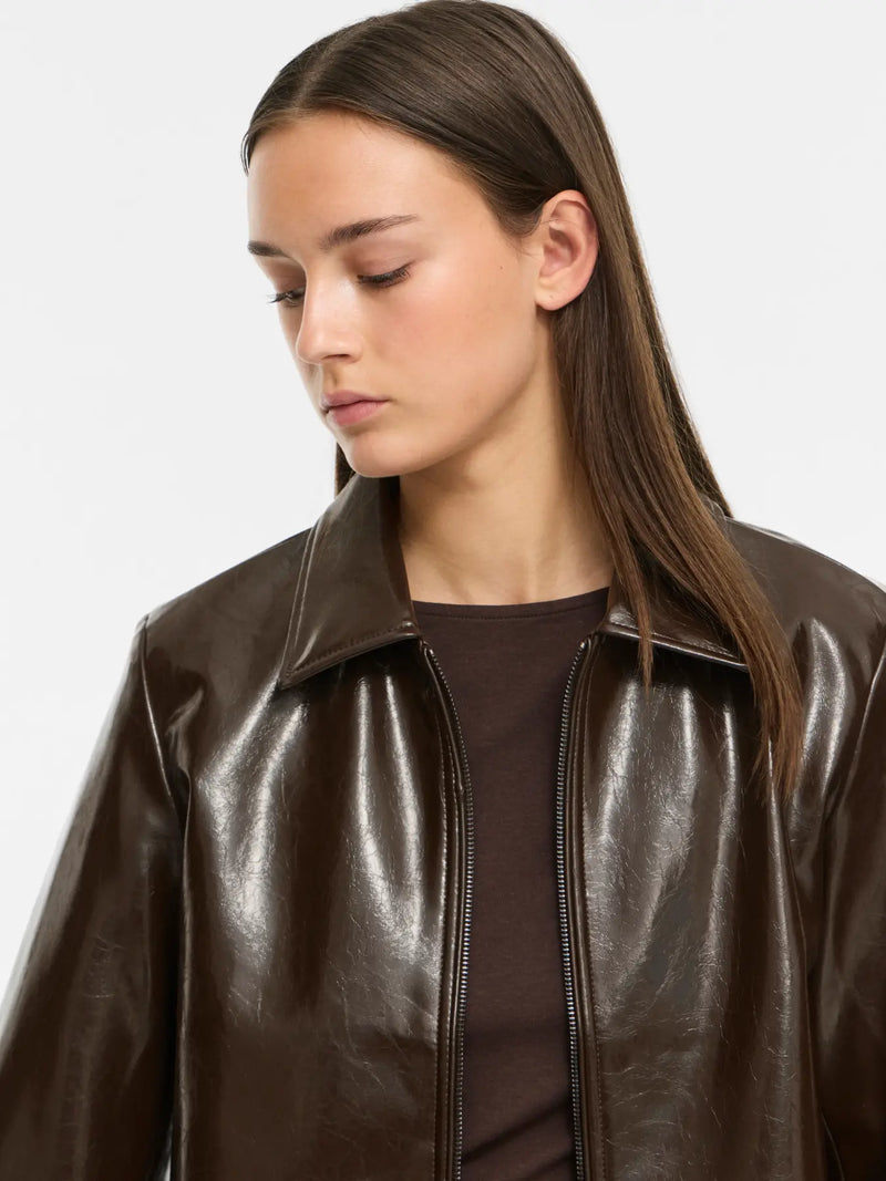 VISHINNY L/S ZIPPER JACKET - Coffee