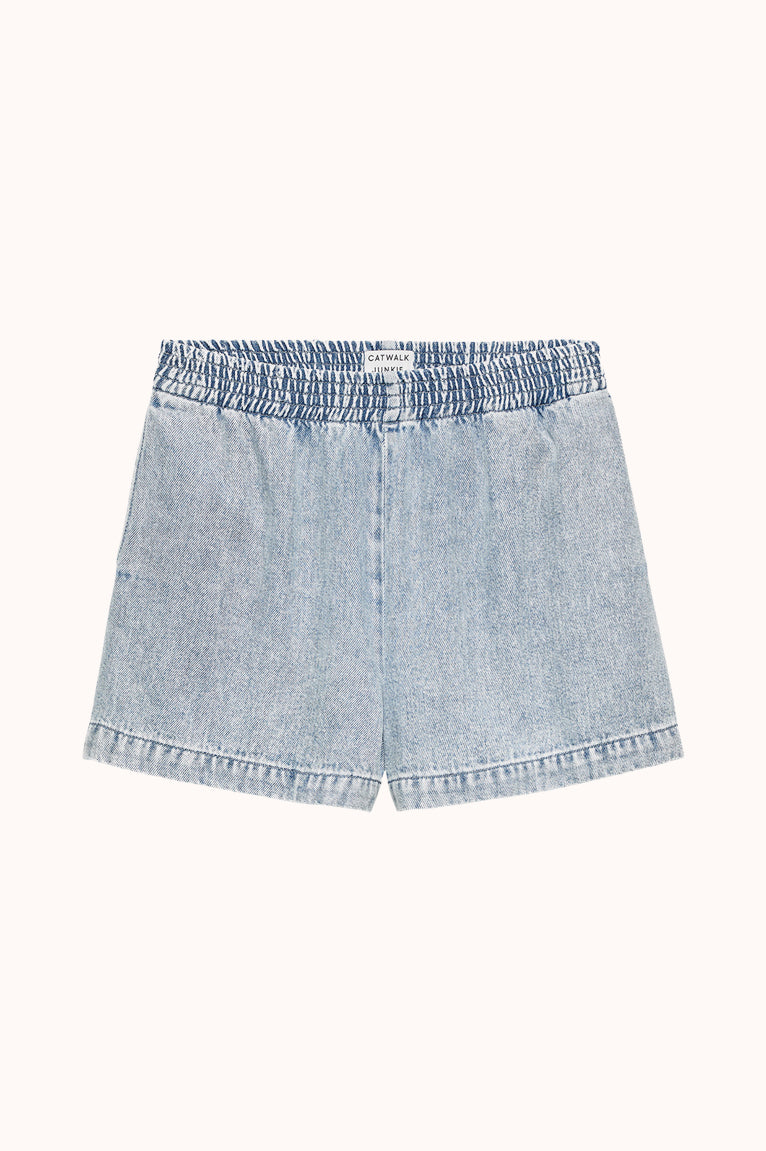 Pull on denim shorts - Light Blue