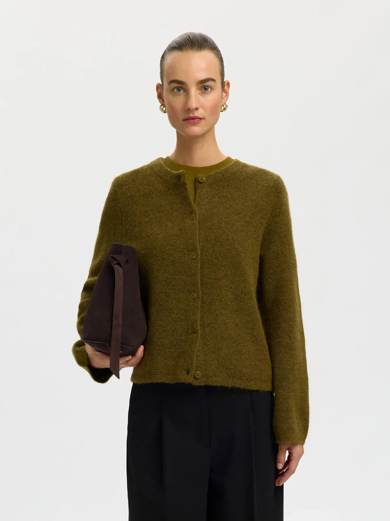 SLWLULU NEW LS KNIT CARDIGAN - Fir Green MELANGE