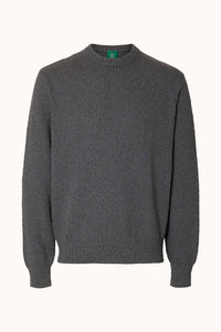 ANRRAGI BOUCLE LS KNIT CREW NECK - Grey