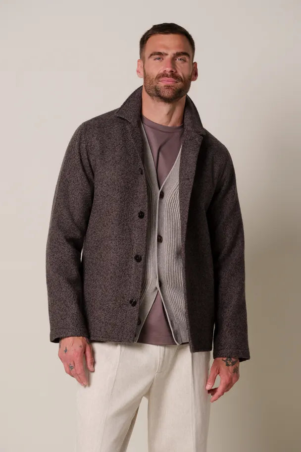 Aubergine boiled wollen overshirt