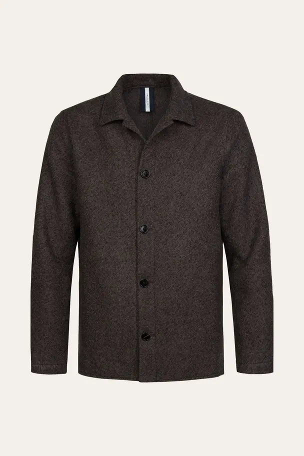 Aubergine boiled wollen overshirt