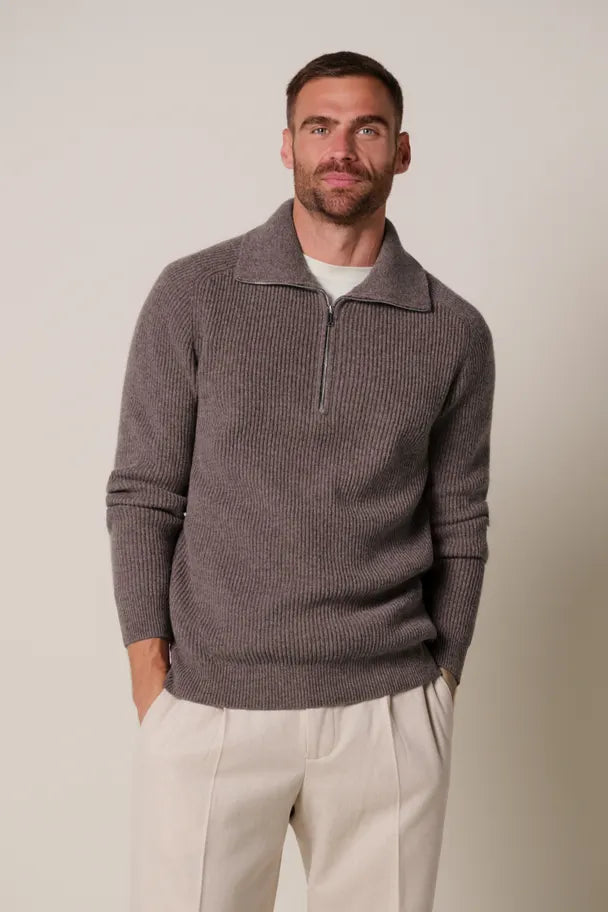 Aubergine heavy wollen half zip