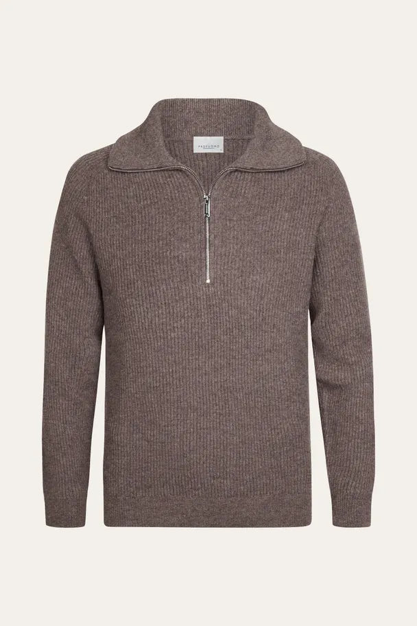 Aubergine heavy wollen half zip