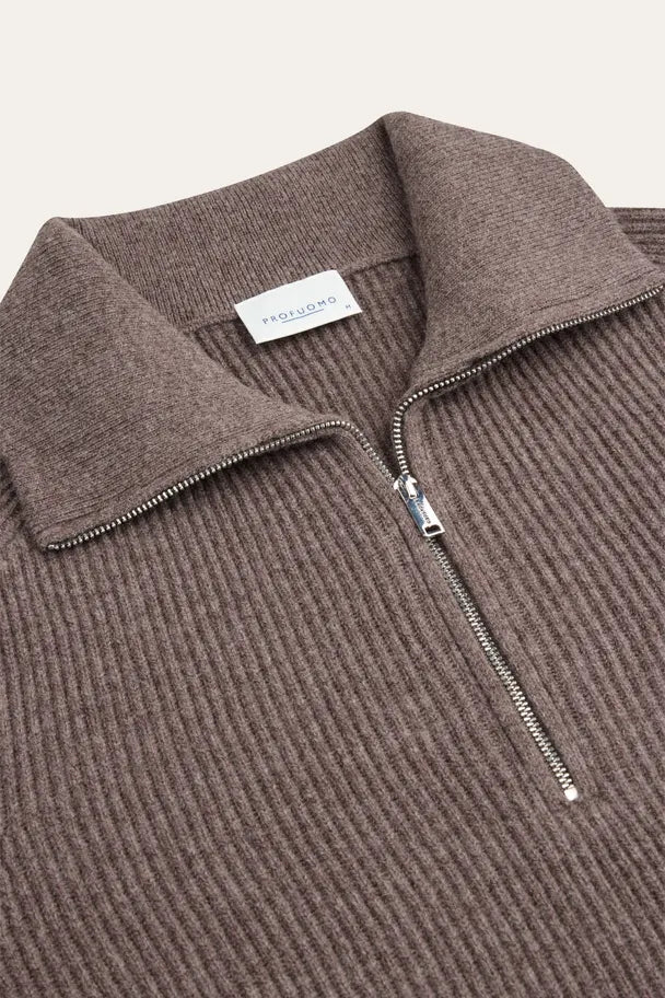 Aubergine heavy wollen half zip