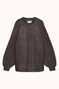 AWTOA LS O-NECK KNIT PULLOVER - Chocolate