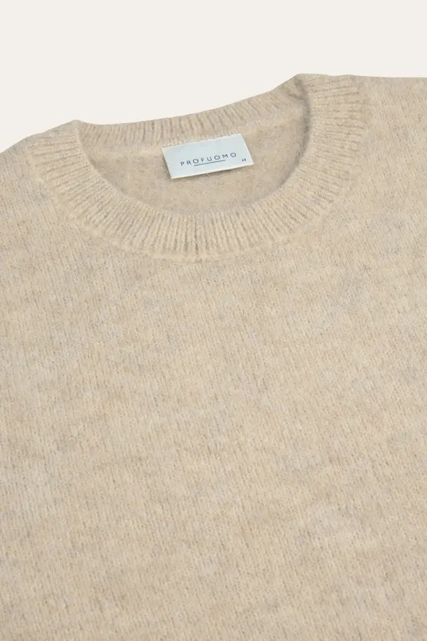 Beige wollen alpaca crewneck