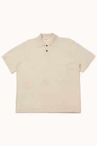 S/S KNIT POLO - Ecru