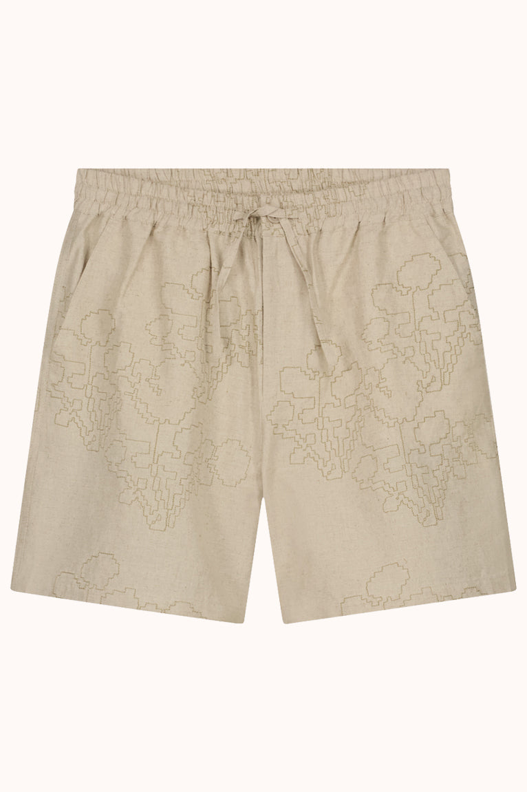 EMBROIDERED FLOWER SHORTS