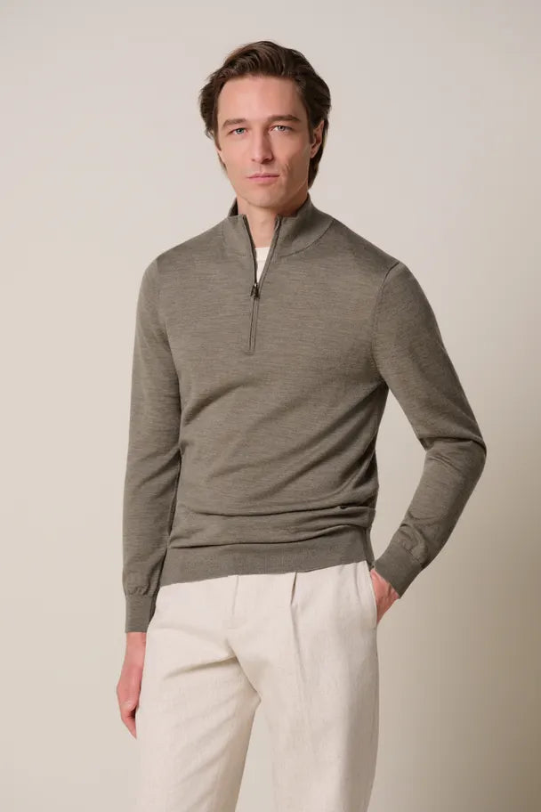 Bruine merino half zip