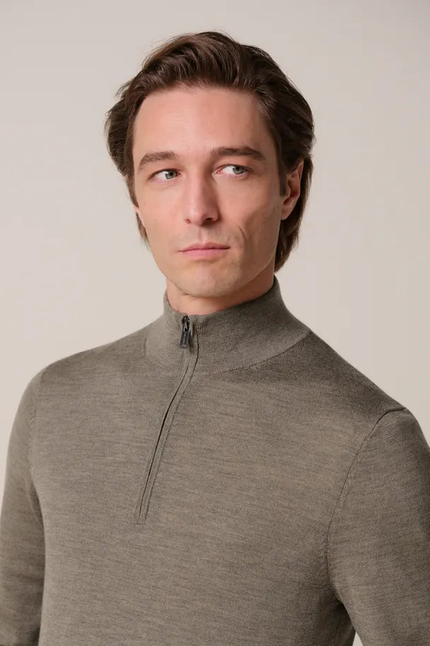 Bruine merino half zip