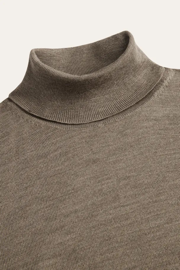 Bruine merino rollneck