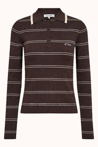 LueCC Stripe Polo Knit - Beige