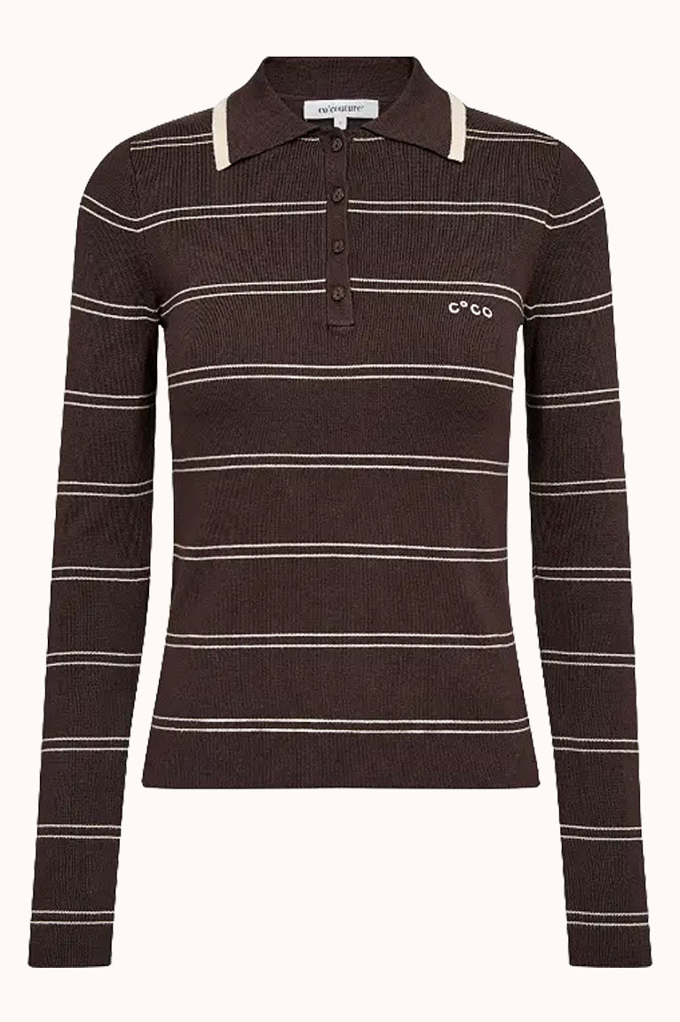LueCC Stripe Polo Knit - Beige