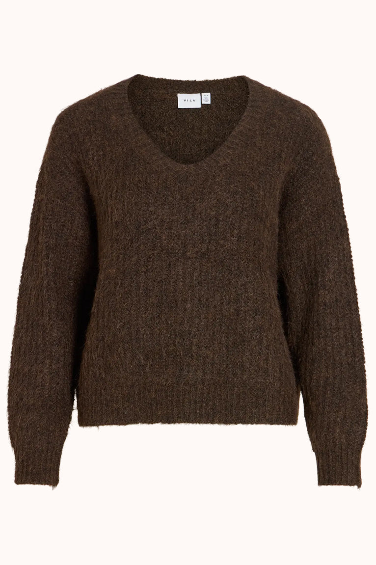 VILAMPE V-NECK L/S KNIT TOP
