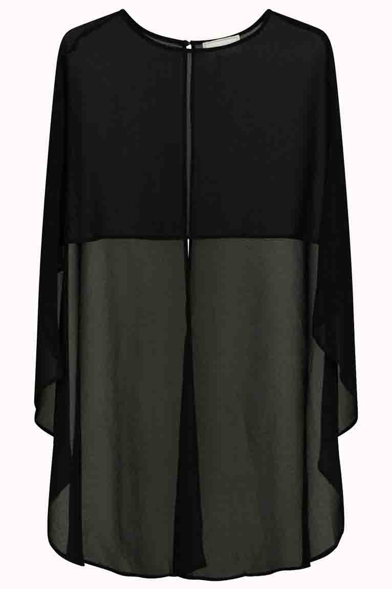 Manufi Chiffon Cape - Zwart