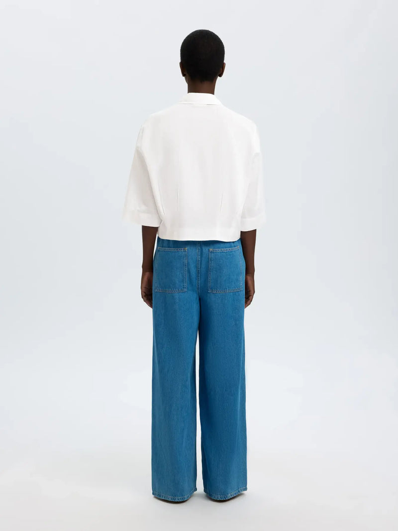 SLFCLEO REGULAR 3/4 CROPPED SHIRT B - Wit