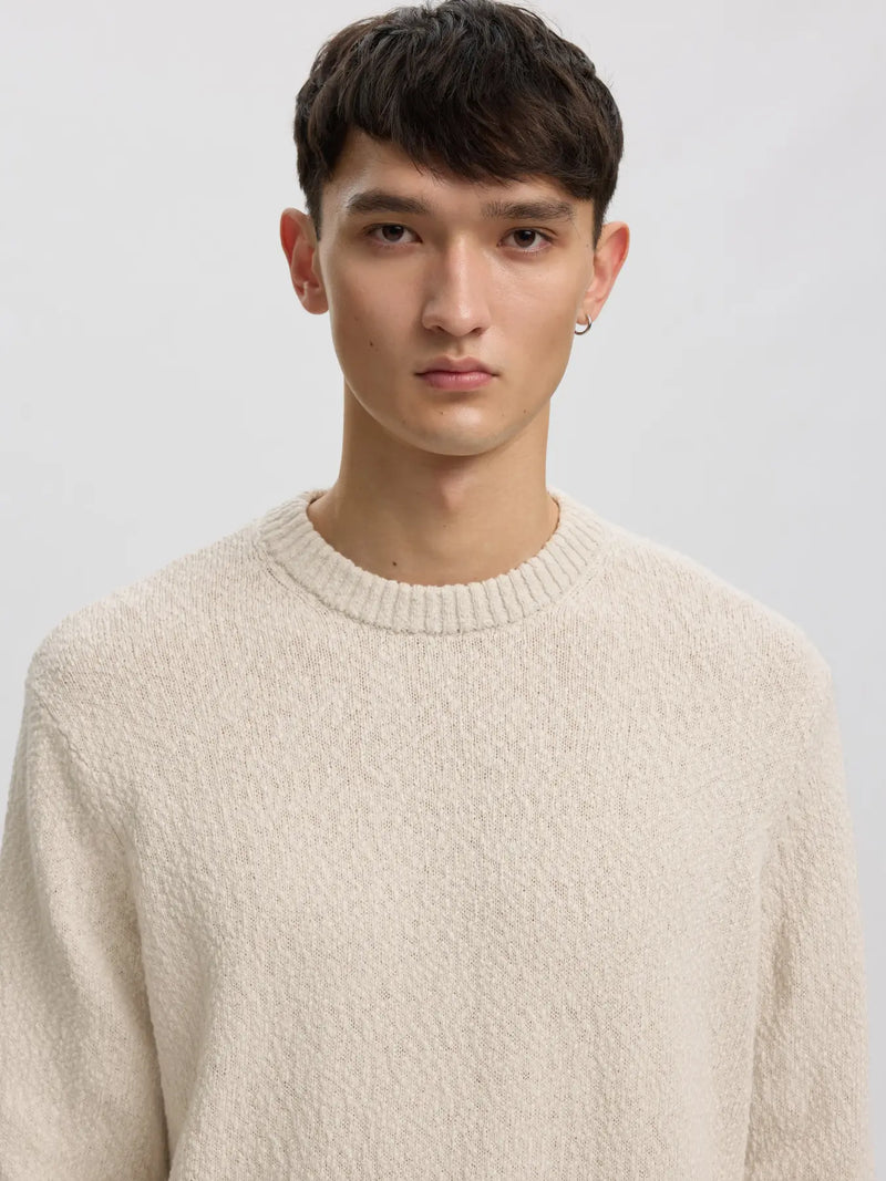 ANRRAGI BOUCLE LS KNIT CREW NECK