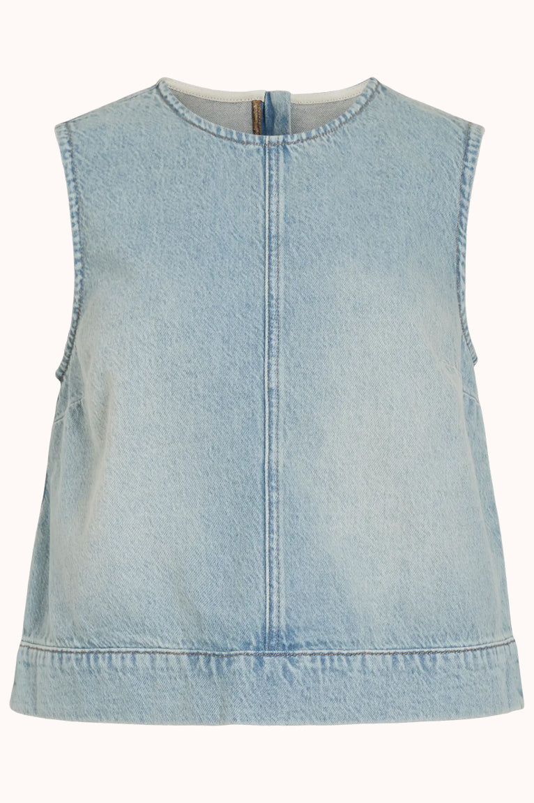 VIPAL O-NECK SHORT LBD DENIM TOP