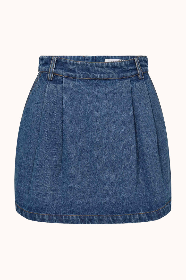 Denim Pleat Skirt - Blauwe Jeans