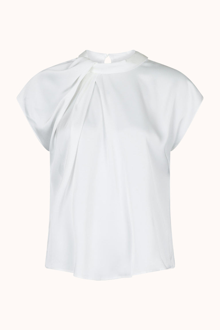 Fleur Drapy Satin Blous - Wit