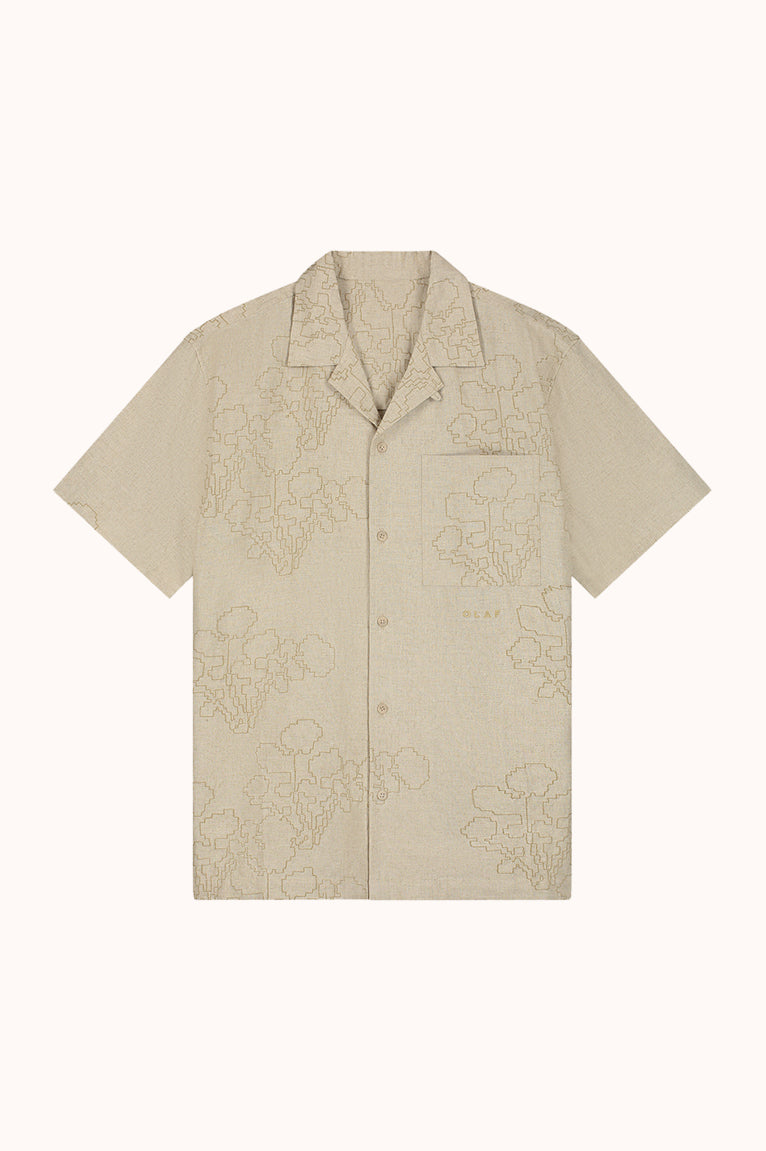 EMBROIDERED FLOWER SS - Beige