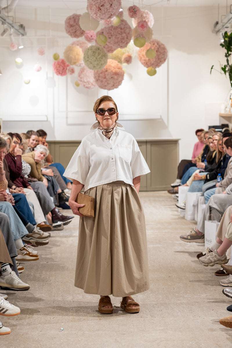 Nylon Long Culottes - Beige