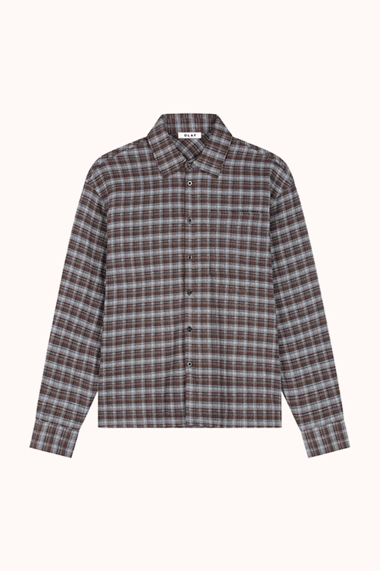 FLANNEL BOXY SHIRT - Bruin dessin