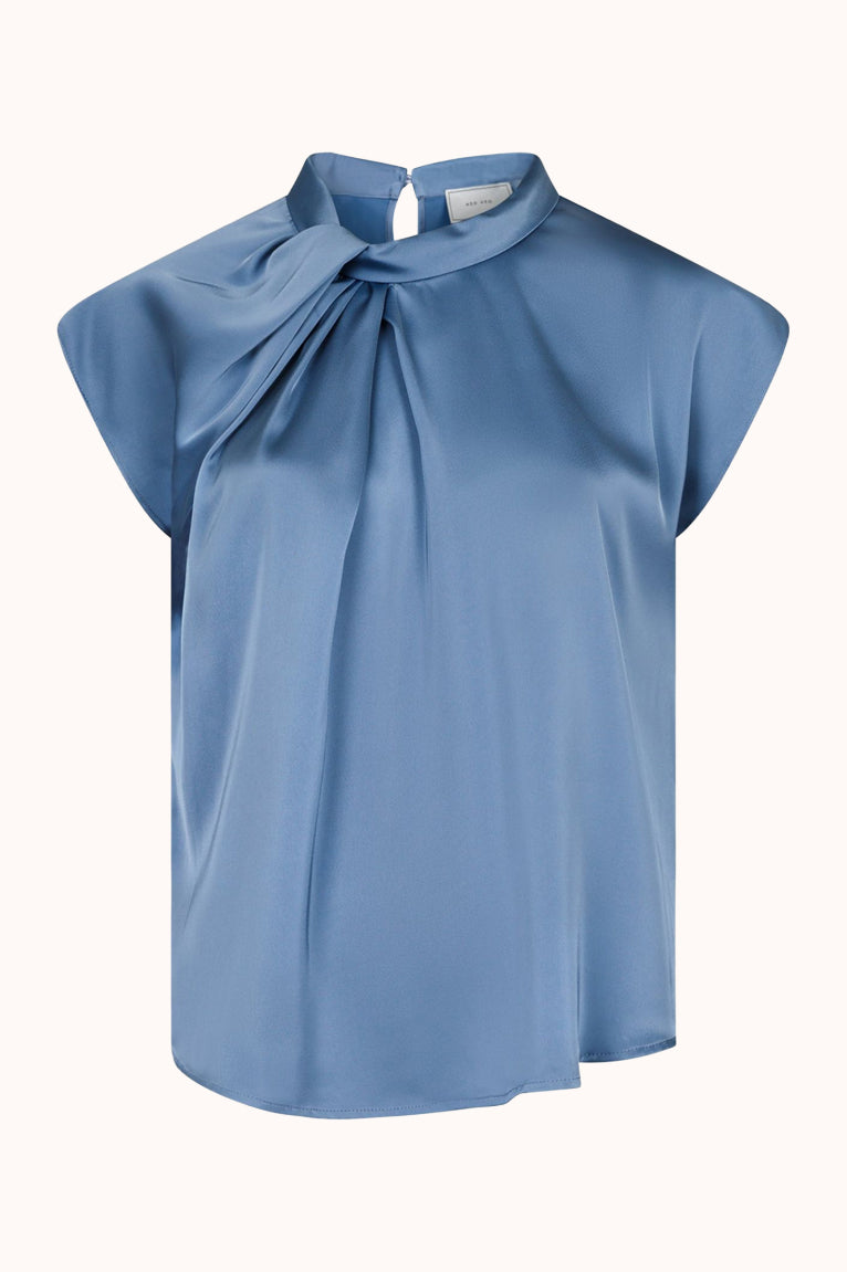 Fleur Satin Blouse - Blauw