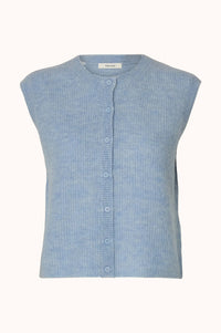 SLWLULU SL BUTTON O-NECK VEST - Blue Melange