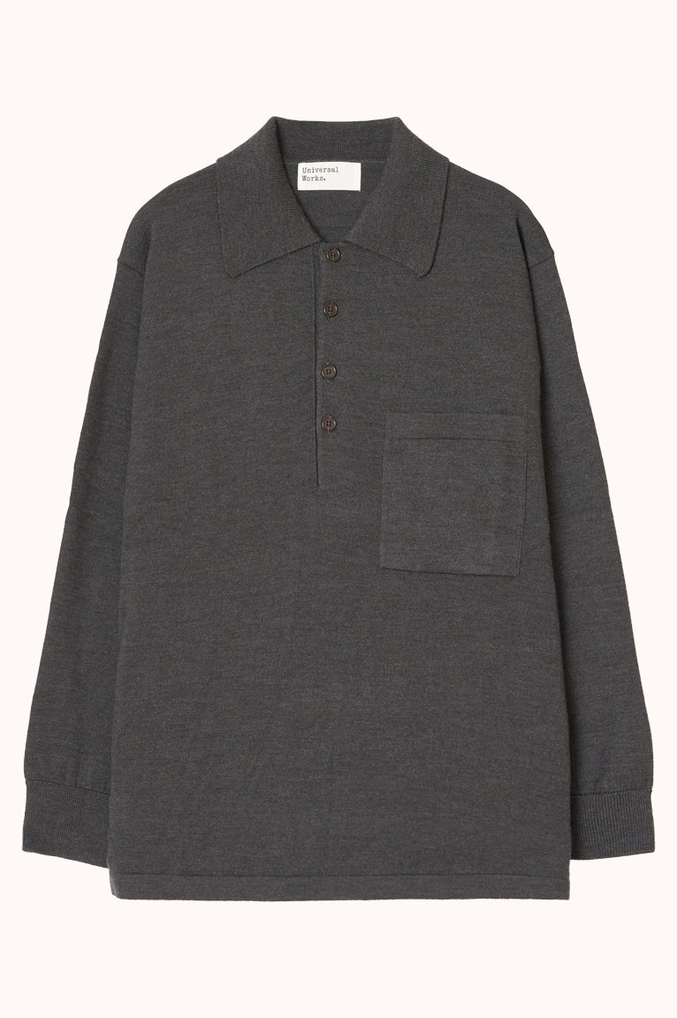 L/S PULLOVER KNIT SHIRT CHARCOAL