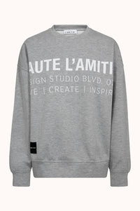 Studio Logo Sweat - Grey Melange/White