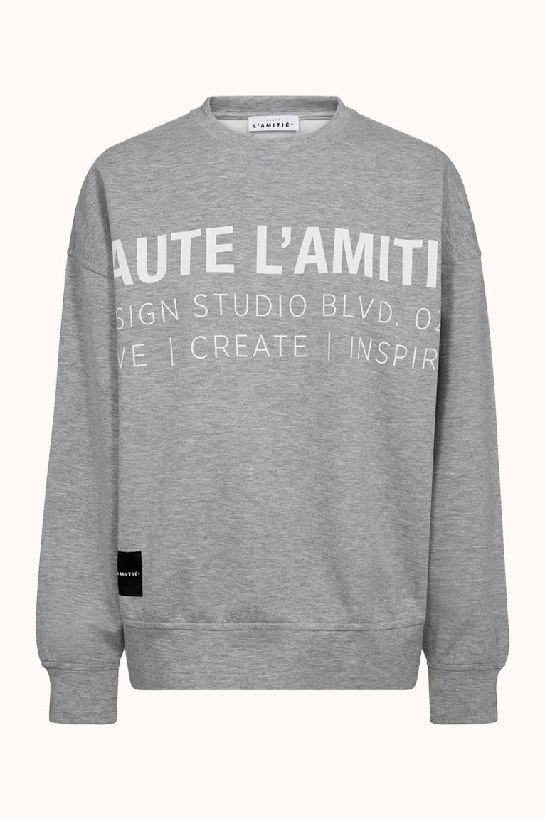 Studio Logo Sweat - Grey Melange/White