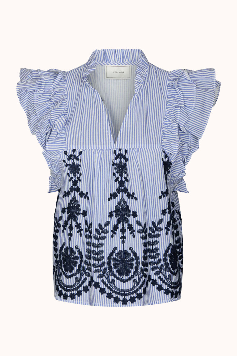 Jayla Embroidery Top - Blauw