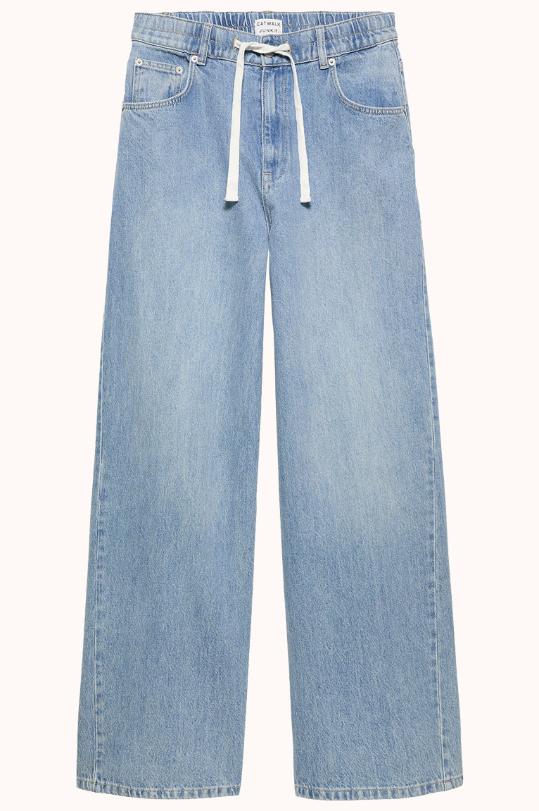 Wide leg jeans with waist detail