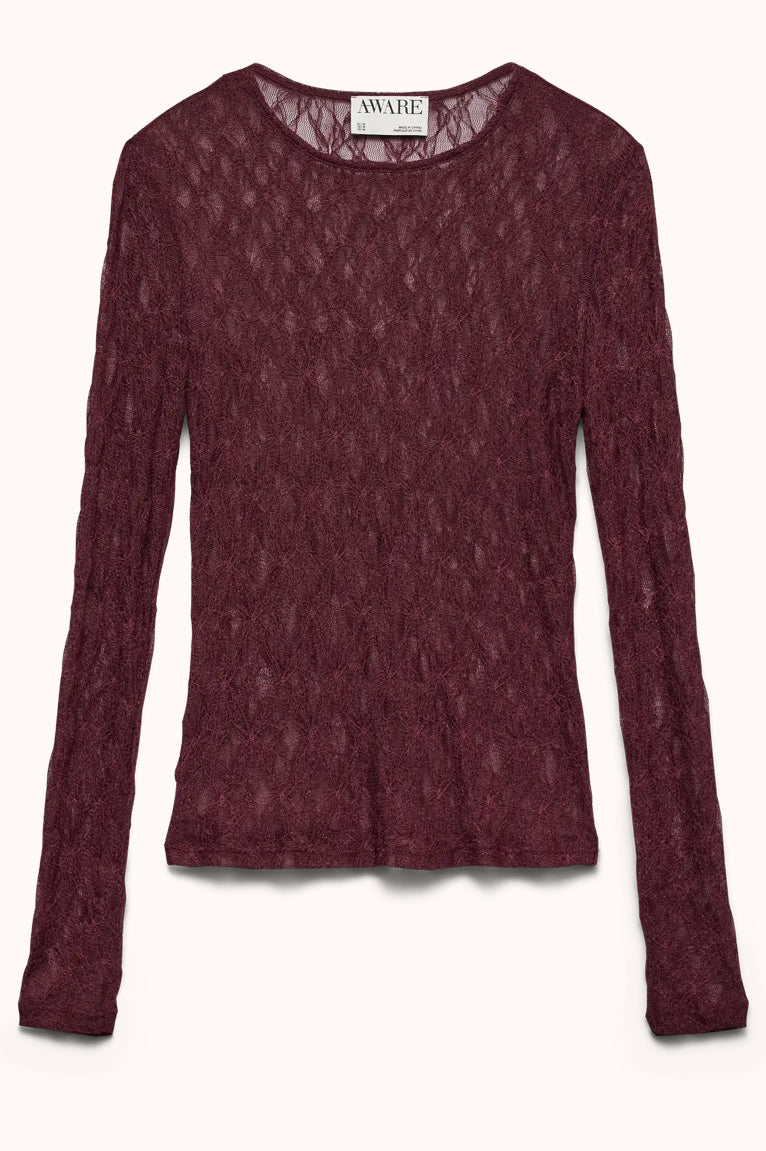 AWTESSY LS O-NECK LACE TOP NOOS