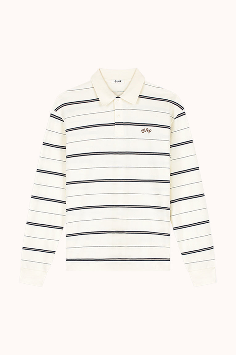 STRIPED LS POLO - Wit dessin