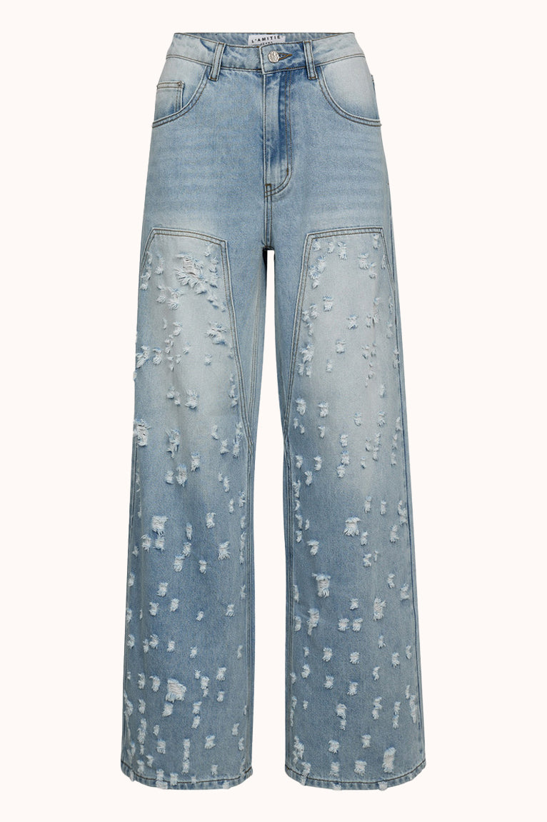 Bleach distressed patch - Blauwe Jeans