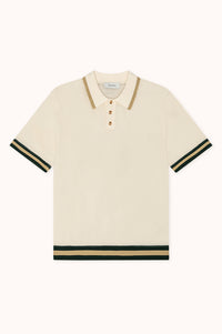 LACE KNITTED POLO - Ecru