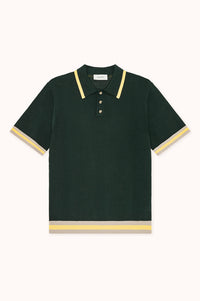 LACE KNITTED POLO - Pine green