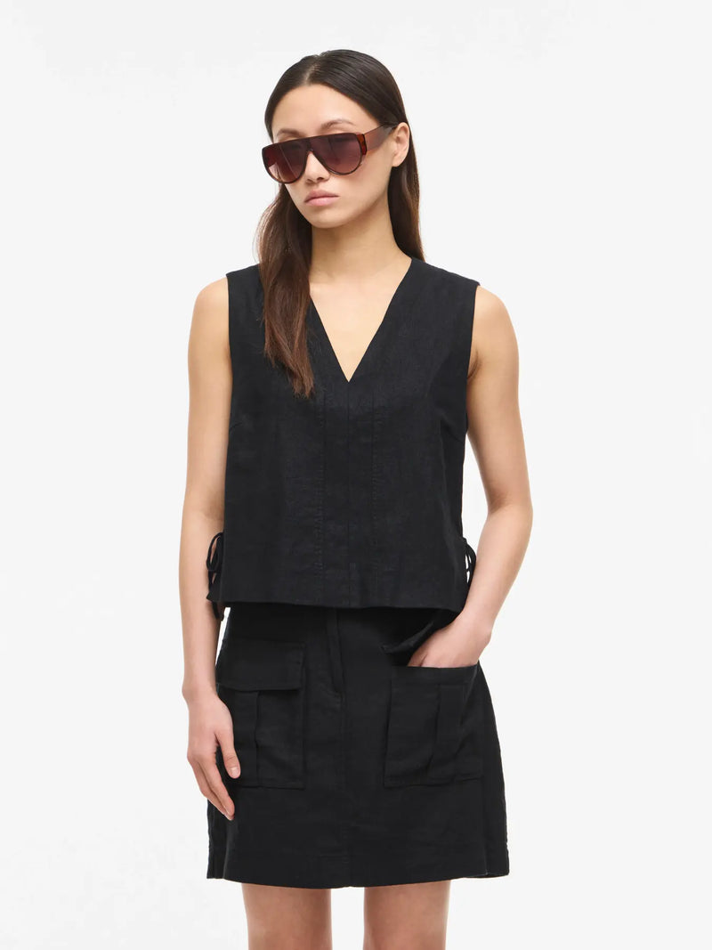 ROUSUMMER S/L V-NECK - Zwart