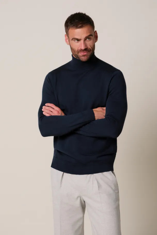 Navy merino rollneck
